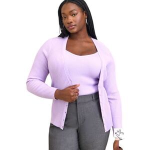 TORRID NEW LILAC Fitted LongSleeve Cardigan V- Neck Button Front Sweater 1X